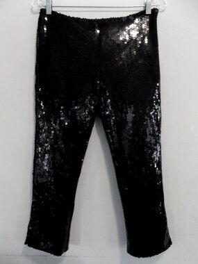 Moschino sequin pant 8 Black Italy 42 Lined Side zip Dressy Glittery Party